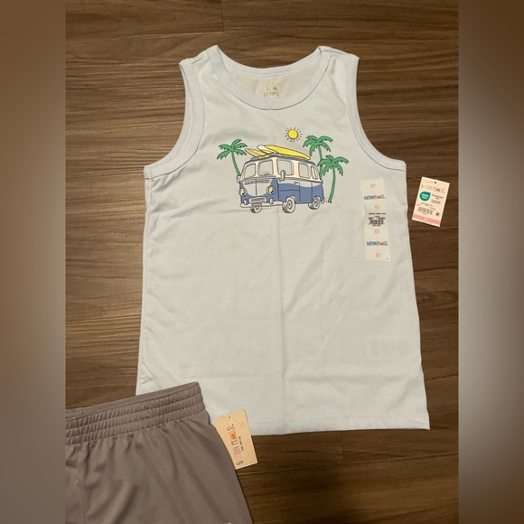 Garanimals Black and Light Blue Tanks with Gray Shorts Kids 3pc Matching Set -5T - Picture 4 of 6